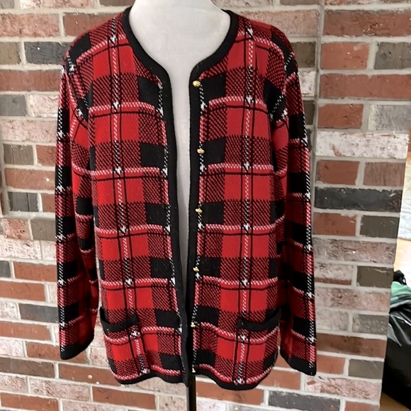 CLASSIC ELEMENTS Red Tartan Cardigan Plaid Sweater NWOT - Picture 8 of 11